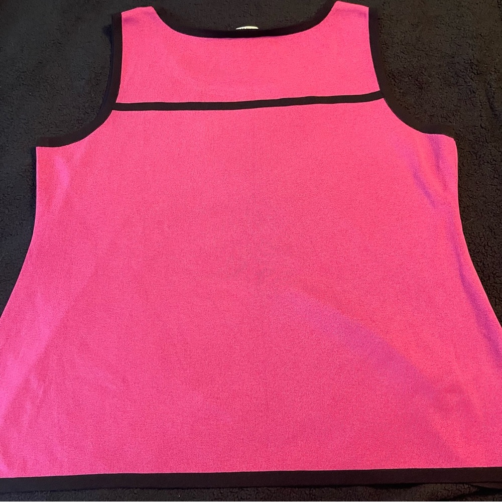 Misook women’s pink tank top black trim vintage size XL - Picture 7 of 8